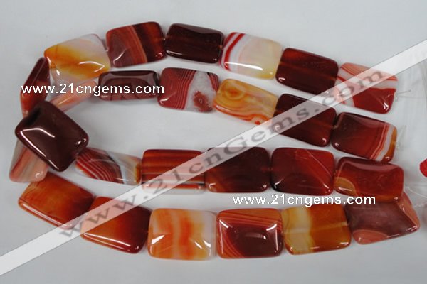 CAG3257 15.5 inches 22*30mm rectangle red line agate beads