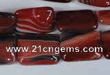 CAG3263 15.5 inches 13*18mm rectangle red line agate beads