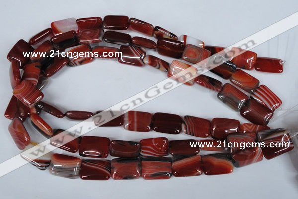 CAG3263 15.5 inches 13*18mm rectangle red line agate beads