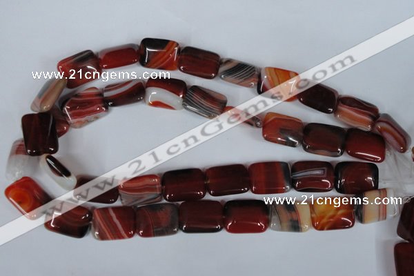 CAG3264 15.5 inches 15*20mm rectangle red line agate beads