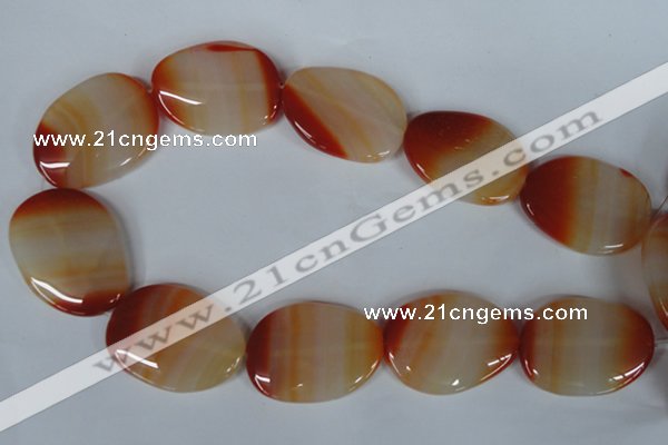CAG3269 15.5 inches 28*40mm freeform red line agate beads
