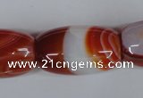 CAG3275 15.5 inches 18*30mm drum red line agate beads