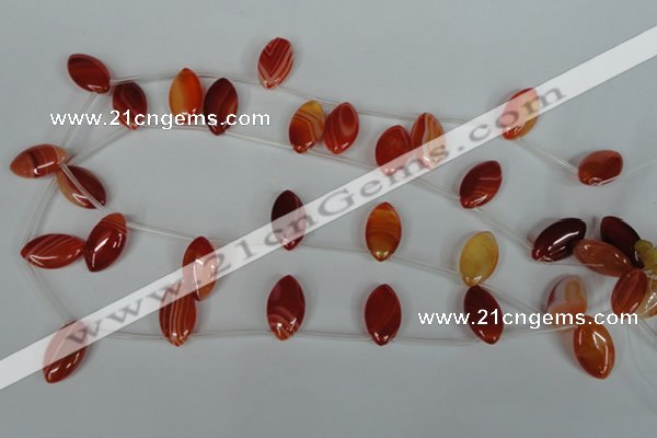 CAG3283 Top-drilled 12*20mm marquise red line agate beads