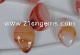 CAG3287 Top-drilled 15*20mm flat teardrop red line agate beads