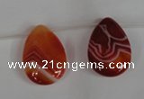 CAG3288 Top-drilled 18*25mm flat teardrop red line agate beads