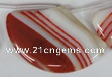 CAG3295 Top-drilled 35*55mm sector red line agate beads