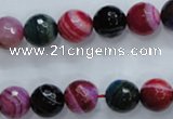 CAG3303 15.5 inches 10mm faceted round colorfull line agate beads