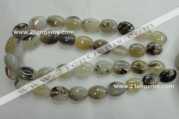 CAG3324 15.5 inches 15*20mm oval natural grey agate beads