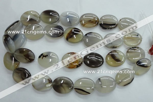 CAG3326 15.5 inches 20*30mm oval natural grey agate beads