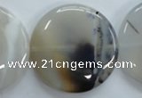 CAG3339 15.5 inches 40mm flat round natural grey agate beads