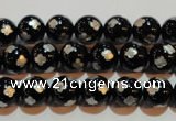 CAG3352 15.5 inches 8mm carved round black agate beads wholesale