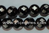 CAG3354 15.5 inches 12mm carved round black agate beads wholesale