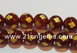 CAG3394 15.5 inches 8mm carved round red agate beads wholesale