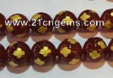 CAG3395 15.5 inches 10mm carved round red agate beads wholesale