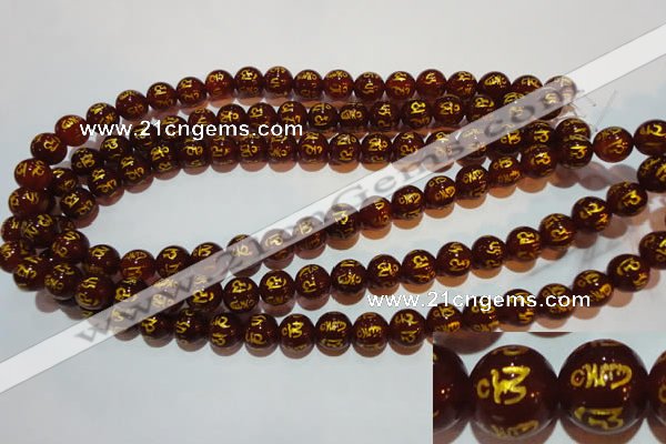 CAG3402 15.5 inches 10mm carved round red agate beads wholesale