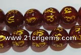 CAG3403 15.5 inches 12mm carved round red agate beads wholesale