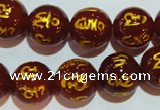 CAG3405 15.5 inches 16mm carved round red agate beads wholesale