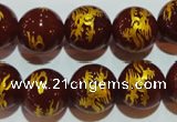 CAG3413 15.5 inches 18mm carved round red agate beads wholesale