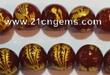 CAG3417 15.5 inches 16mm carved round red agate beads wholesale