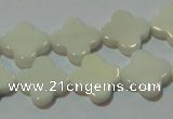 CAG3425 15.5 inches 14*14mm flower white agate gemstone beads