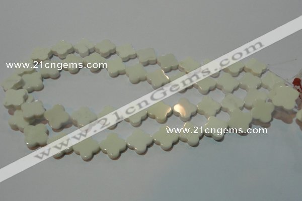 CAG3426 15.5 inches 16*16mm flower white agate gemstone beads