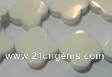 CAG3428 15.5 inches 20*20mm flower white agate gemstone beads