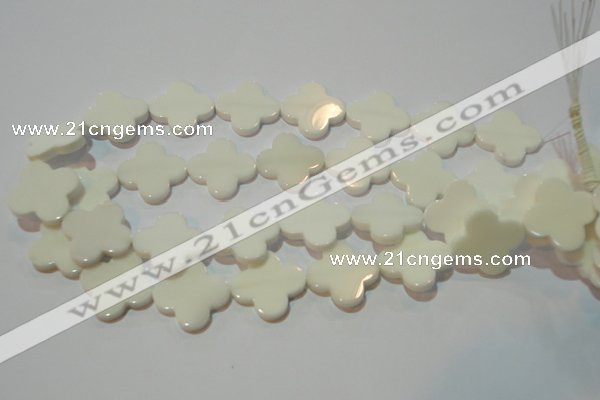 CAG3429 15.5 inches 25*25mm flower white agate gemstone beads