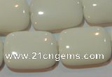 CAG3441 15.5 inches 18*25mm rectangle white agate gemstone beads