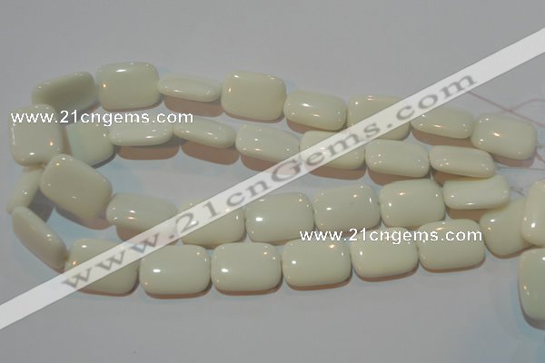 CAG3441 15.5 inches 18*25mm rectangle white agate gemstone beads