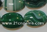 CAG3463 15.5 inches 18*25mm oval green line agate beads