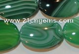 CAG3465 15.5 inches 22*30mm oval green line agate beads