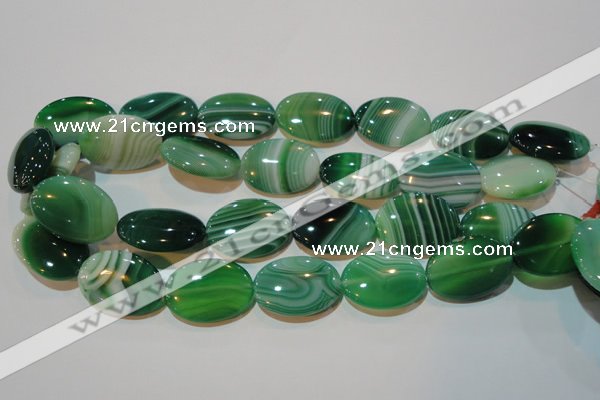 CAG3465 15.5 inches 22*30mm oval green line agate beads