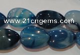 CAG3471 15.5 inches 15*20mm flat teardrop blue line agate beads