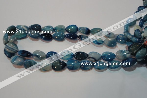 CAG3471 15.5 inches 15*20mm flat teardrop blue line agate beads