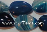 CAG3472 15.5 inches 18*25mm flat teardrop blue line agate beads