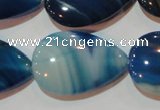 CAG3473 15.5 inches 20*30mm flat teardrop blue line agate beads