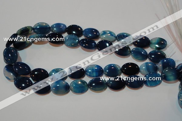 CAG3481 15.5 inches 15*20mm oval blue line agate beads