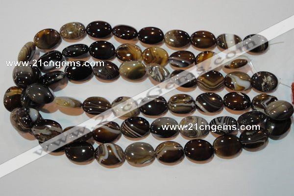 CAG3495 15.5 inches 15*20mm oval brown line agate beads