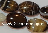 CAG3496 15.5 inches 18*25mm oval brown line agate beads