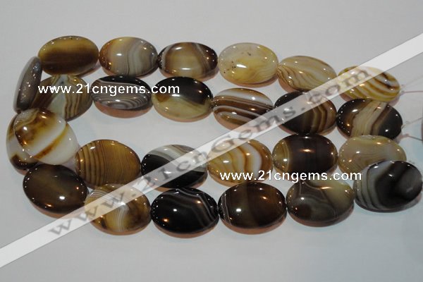 CAG3498 15.5 inches 22*30mm oval brown line agate beads