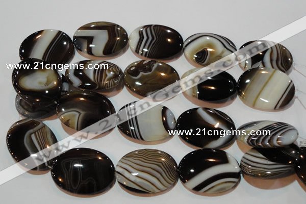 CAG3500 15.5 inches 30*40mm oval brown line agate beads