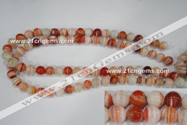 CAG3588 15.5 inches 10mm round red line agate beads wholesale