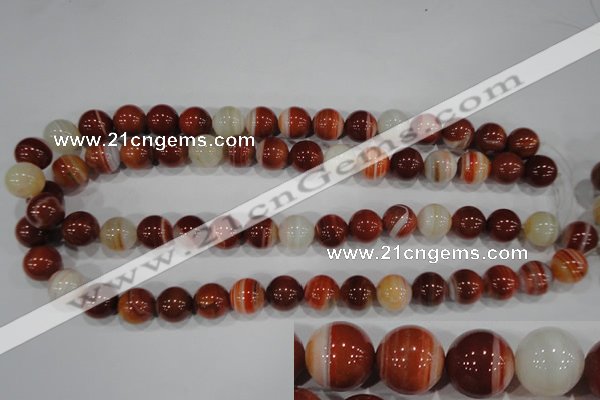 CAG3589 15.5 inches 12mm round red line agate beads wholesale