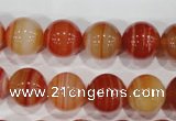 CAG3590 15.5 inches 14mm round red line agate beads wholesale