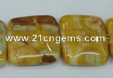 CAG3616 15.5 inches 25*25mm square yellow crazy lace agate beads