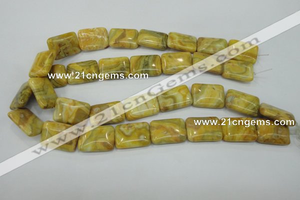 CAG3624 15.5 inches 18*25mm rectangle yellow crazy lace agate beads