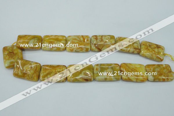 CAG3625 15.5 inches 22*30mm rectangle yellow crazy lace agate beads