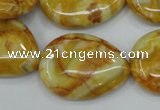 CAG3630 15.5 inches 22*30mm flat teardrop yellow crazy lace agate beads