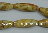 CAG3633 15.5 inches 10*30mm rice yellow crazy lace agate beads