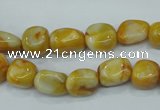 CAG3635 15.5 inches 10*12mm nuggets yellow crazy lace agate beads